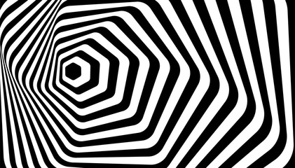 Wall Mural - abstract black and white optical illusion background featuring geometric hexagon shape patterns with