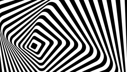 Wall Mural - abstract black and white optical illusion background featuring geometric square shape patterns with 