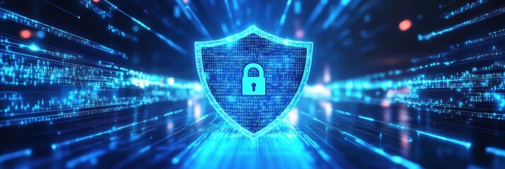 Poster - Digital advertising layouts featuring futuristic security concepts and data protection themes