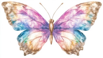 Poster - Captivating Butterfly  A Vibrant Digital Artwork Showcasing the Ethereal Beauty and Intricate Patterns of Nature s Winged Wonder  This mesmerizing image blends striking colors  fluid forms
