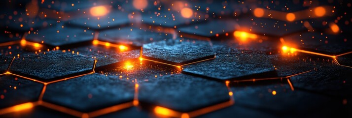 Poster - Illuminated hexagonal patterns creating a mesmerizing visual effect at nighttime