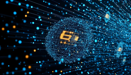 Poster - Digital sphere network, abstract background