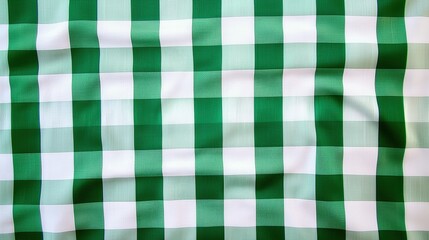 Poster - Green and White Gingham Fabric Texture without Shadows and Creases Perfect for Backgrounds and Creative Projects