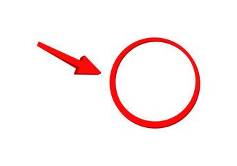 Poster - A bold red arrow points towards an empty red circle, creating a striking graphic design.