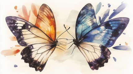 Poster - Striking watercolor butterfly with a geometric inspired abstract pattern showcasing vibrant ethereal and enchanting qualities that captivate the viewer s imagination and senses
