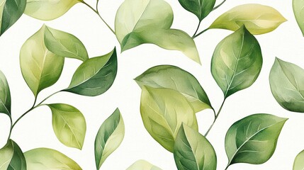 Poster - Elegant Green Leaves Pattern for Background and Decor in Natural and Organic Style