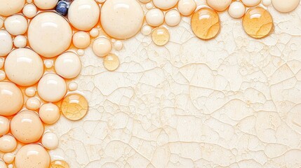 Poster - Colorful Water Droplets on a Textured Surface Evoking a Calm and Refreshing Atmosphere