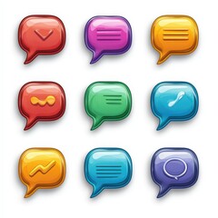 online chat icon set cut out isolated on white background