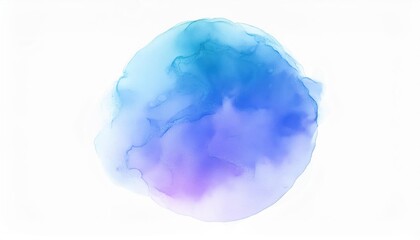 Poster - ethereal blue and purple watercolor circle with soft gradients, abstract artistic background for modern design and branding