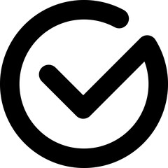 Poster - Bold black checkmark icon in a circle.  Perfect for app interfaces, websites, presentations, and social media graphics to represent completion, approval, or success.  Clean, minimalist design.