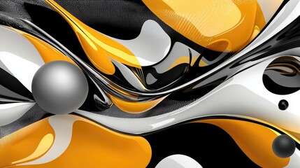 Poster - Contemporary black and yellow abstract design with bold artistic strokes and depth.
