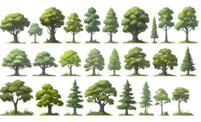 Poster - a variety of green trees, with diverse shapes and sizes, in the environment