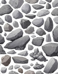 Leinwandbilder - a collection of various gray rocks scattered across a surface, with varying sizes and shapes. The arrangement creates a visually interesting texture
