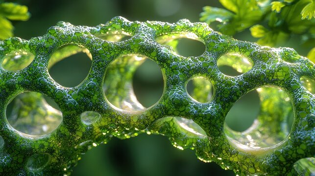 Abstract green organic structure in sunlight