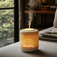 Poster - Minimalist ceramic aroma diffuser with steam, perfect for relaxation