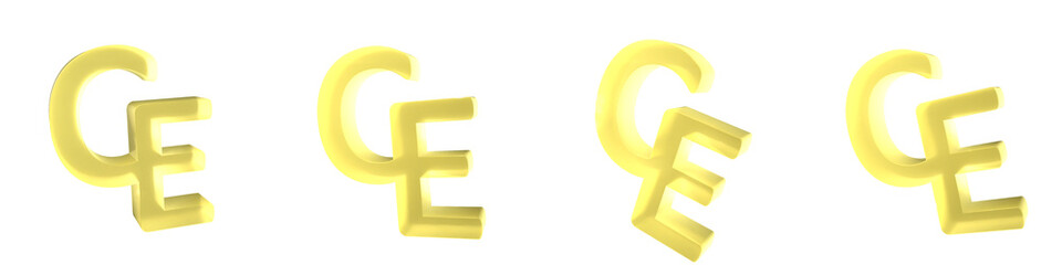 Poster - Set of 4 3d yellow frosted glass euro currency symbols isolated on a transparent background. Transparent frosted glass morphism icon. 3d financial elements for graphic design.