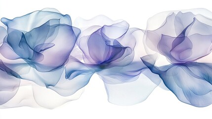 Canvas Print - Sheer blue flowers banner, abstract design, white background, website header