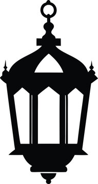 Islamic lantern light silhouette,lantern light flat vector illustration