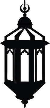 Islamic lantern light silhouette,lantern light flat vector illustration