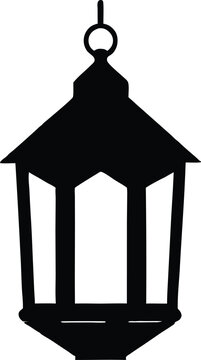 Islamic lantern light silhouette,lantern light flat vector illustration
