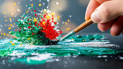 Poster - Vibrant paint splash art workshop creative studio visual art artistic environment close-up view