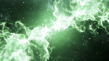 Poster - Dreamlike abstract film texture created with soft green lighting in cosmic space environment