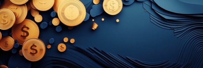 Leinwandbilder - Sophisticated paper art background featuring layered geometric shapes that symbolize financial growth and prosperity in design Generative AI