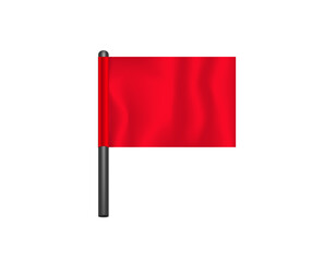 Poster - a simple red flag on a pole. often used to symbolize danger, alert, or warning.