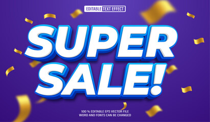 Poster - Editable 3d text style effect - Super Sale text effect Template