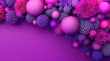 Canvas Print - Purple sphere and flower abstract background.  Website banner design