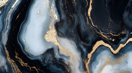 Fototapete - Mesmerizing abstract marble texture with swirling fluid golden accents  Dramatic moody and captivating background with a high end luxury aesthetic perfect for premium wallpaper web design
