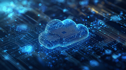Poster - Abstract cloud computing digital network technology data concept web blue server future global online