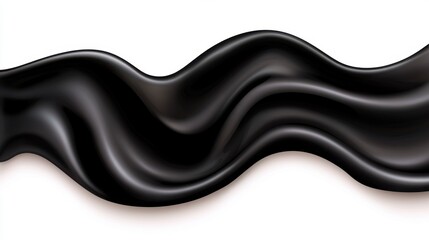 Fototapete - Abstract image of a flowing black fabric or liquid against a white background. The dark, wavy texture creates a sense of elegance and fluidity.