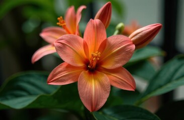 Aufkleber - Vibrant orange flower blooms in lush greenery during daytime