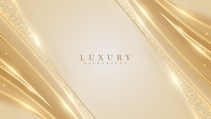 Wall Mural - golden lines luxury on cream color background. vector illustration about soft and beautiful feeling.
