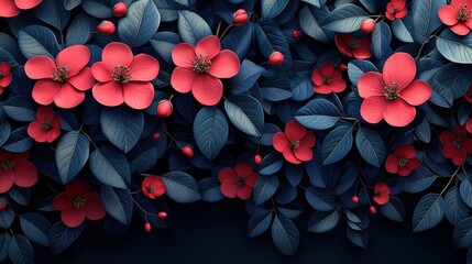 Wall Mural - Vibrant Floral Arrangement, Dark Background