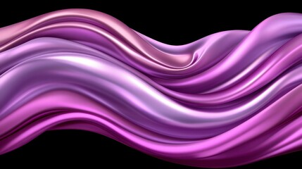Poster - Abstract image of flowing purple and pink waves on black background. Smooth, metallic texture.  Dynamic, elegant, and luxurious visual.