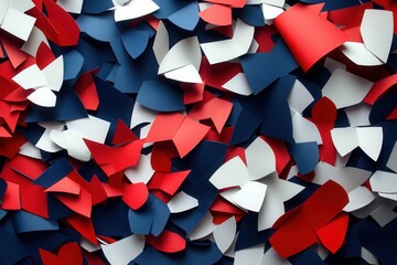 Fototapete - Energetic paper art background showcasing abstract shapes symbolizing social movements and change with bold color contrast Generative AI