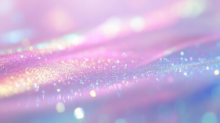 Poster - Soft pastel rainbow glitter texture with holographic reflections, forming a mesmerizing and dreamy abstract background.