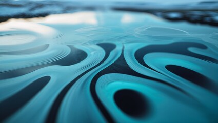 Poster - Colorful abstract waves create a mesmerizing pattern on the surface of tranquil water during a serene moment at dusk