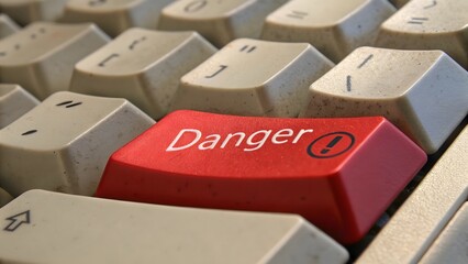 Aufkleber - Close-up of a computer keyboard featuring a bright red key, representing technology, creativity, and modern design