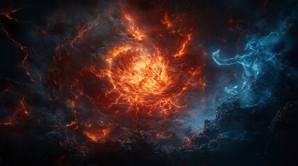 Poster - Celestial practitioner creates dimension-warping bar amidst cosmic chaos fantasy art digital illustration surreal vortex