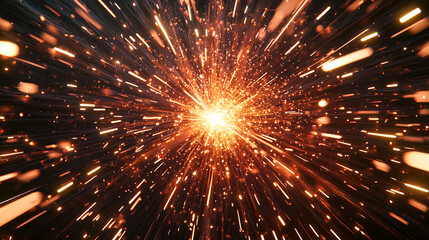 Poster - Abstract bright orange and red light streaks explosion background art fire glow shiny power speed