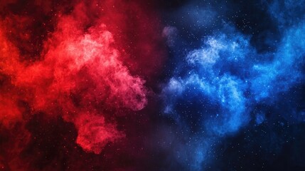 Wall Mural - red and blue nebula cosmic cloudscape, space background