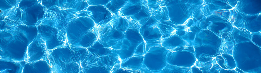 Poster - Tranquil blue water surface with gentle ripples and reflections creating a serene and calming natural background  The crystal clear aquamarine water glistens under the light