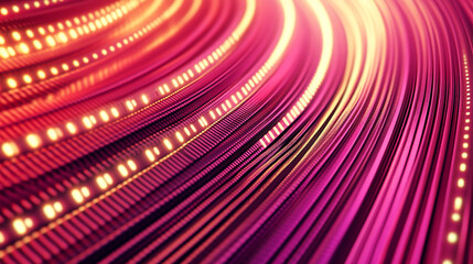 Poster - Abstract pink and gold curved lines digital art background wave flow shiny light style vivid color