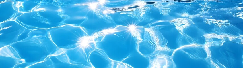 Poster - Tranquil Underwater Oasis Serene swimming pool reflections sparkling in the warm sunlight creating a mesmerizing and calming backdrop for a relaxing summer vacation or wellness retreat  The clear