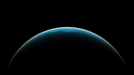 Wall Mural - Curved earth horizon in dark space. Blue atmospheric layer with subtle cloud patterns. Vast cosmic view with starry background. Minimalist planetary scene with clear atmosphere.