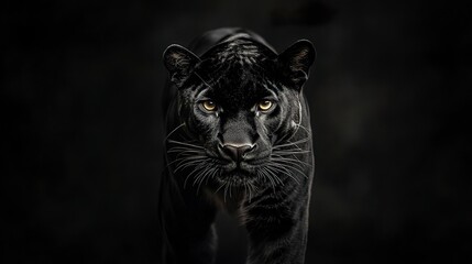 Wall Mural - captivating wild panther portrait striking front view rich textures dramatic lighting emphasizing na