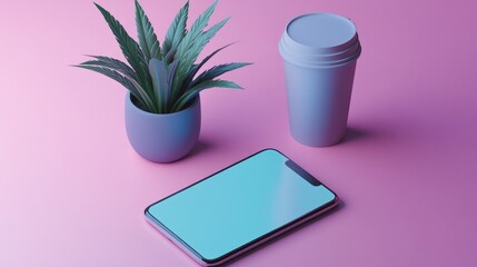 Poster - Minimalist phone setup with a text message pop-up.